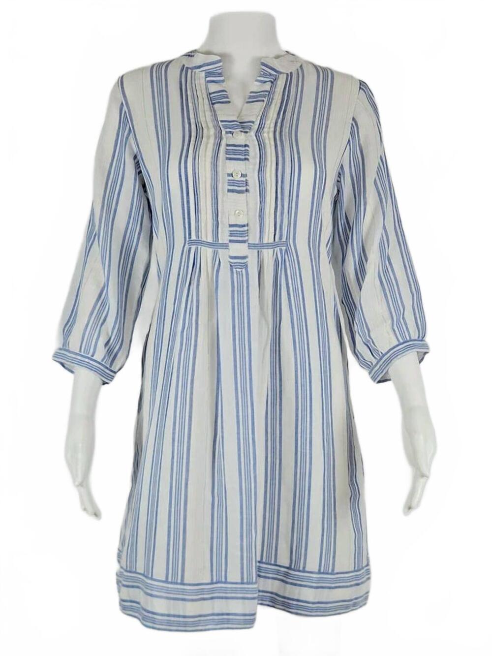 NEW LA PLAGE women's maye dress in stripes white/blue/gold